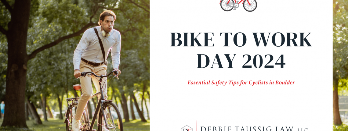 Man Gear up for Bike to Work Day Boulder 2024 with essential safety tips for a secure and enjoyable ride.biking to work in a park.